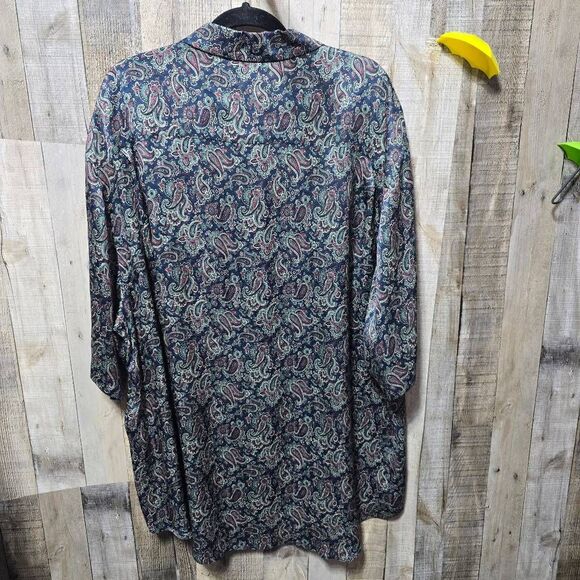 Balenciaga Homewear Mens Navy Paisley Silk Dress Button Down Shirt 43 - Picture 3 of 6